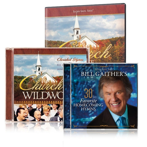 Church In The Wildwood DVD & CD w/ Bill Gaither's 30 Favorite Homecoming Hymns 2 CDs