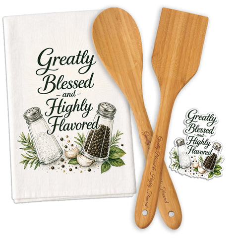 Greatly Blessed and Highly Flavored Kitchen Gift Set